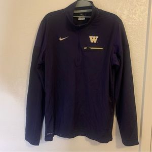 Nike Zip Up Jacket Mens S Washington Huskies Purple Dri-Fit Long Sleeve Workout
